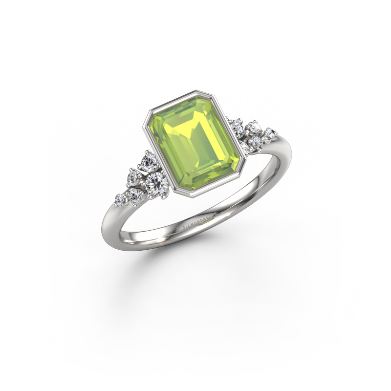 Bild von Verlobungsring Aliyah EME 950 Platin Peridot 8x6 mm