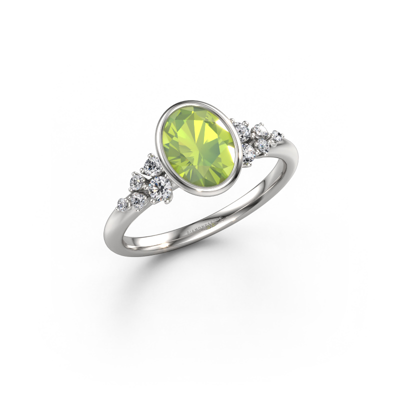 Image of Engagement ring Aliyah OVL 950 platinum Peridot 8x6 mm
