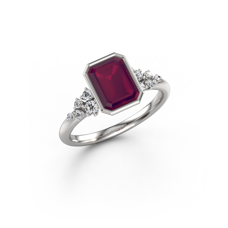 Afbeelding van Verlovingsring Aliyah EME 950 platina Rhodoliet 8x6 mm