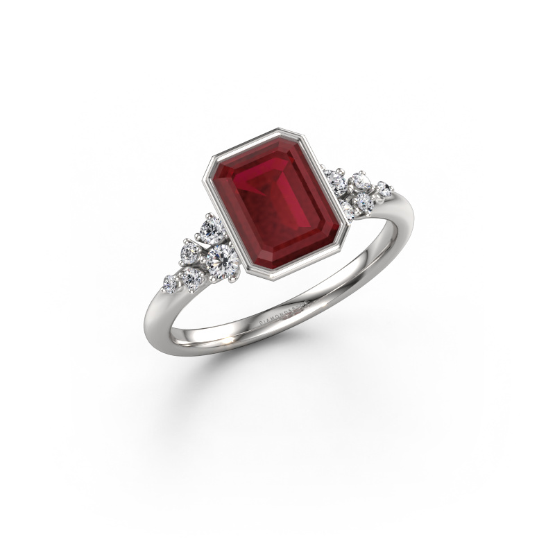 Bild von Verlobungsring Aliyah EME 585 Weißgold Rubin 8x6 mm