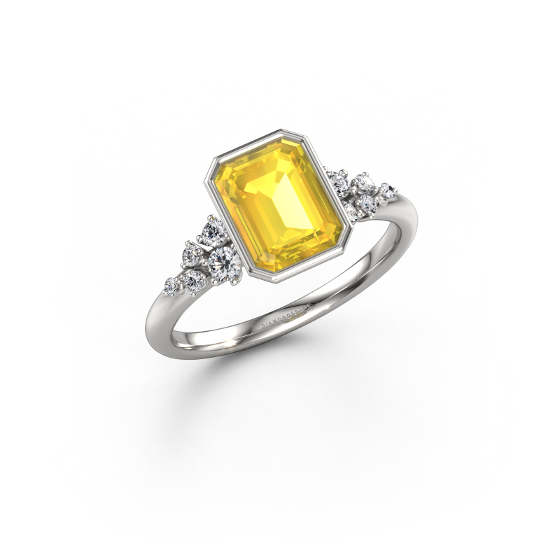 Bild von Verlobungsring Aliyah EME 950 Platin Gelb Saphir 8x6 mm