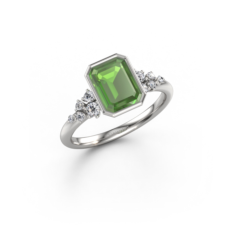 Image of Engagement ring Aliyah EME 950 platinum Tourmaline green 8x6 mm