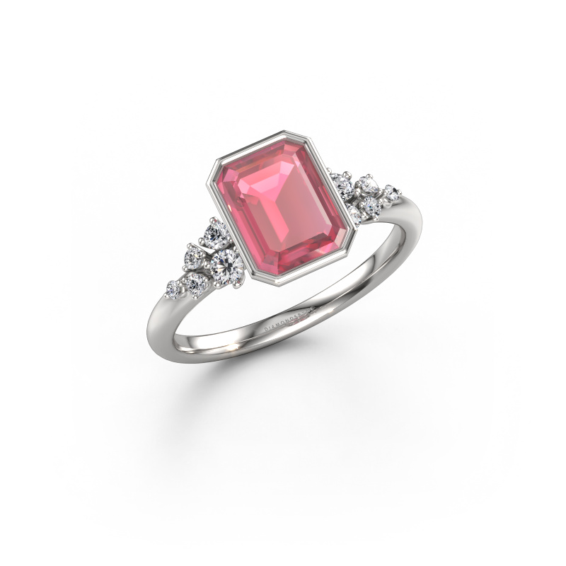 Image of Engagement ring Aliyah EME 585 white gold Tourmaline pink 8x6 mm