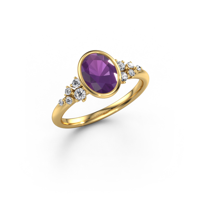 Bild von Verlobungsring Aliyah OVL 585 Gold Amethyst 8x6 mm