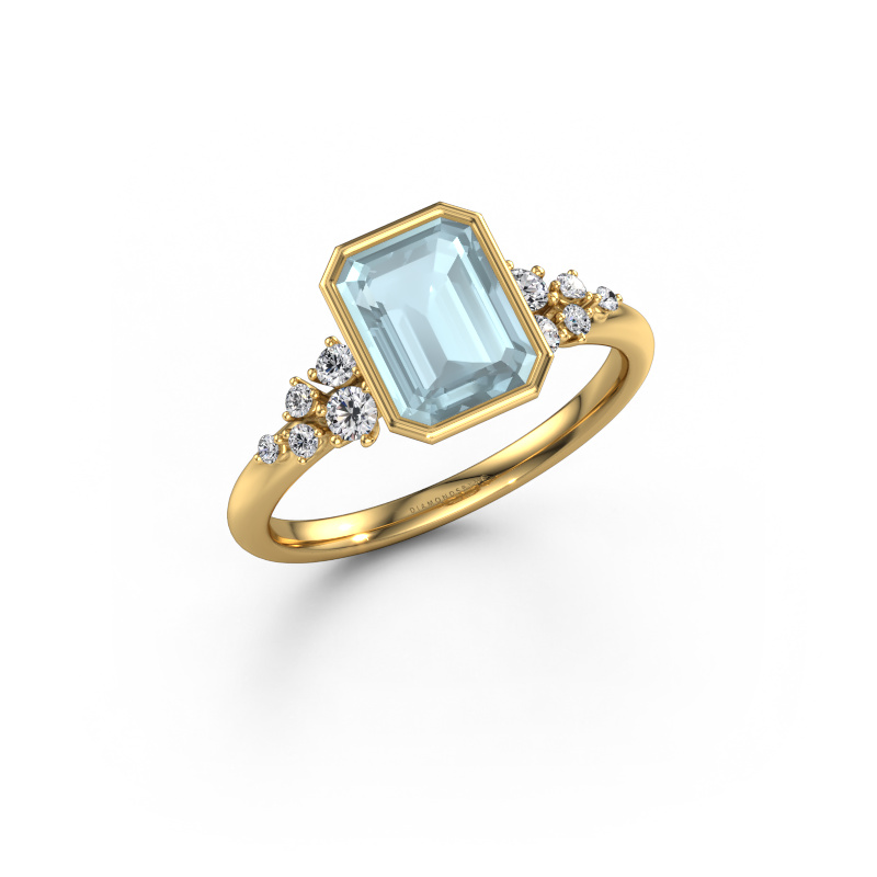 Image of Engagement ring Aliyah EME 585 gold Aquamarine 8x6 mm