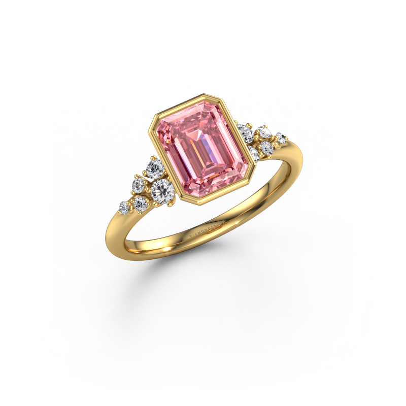 Afbeelding van Verlovingsring Aliyah EME 585 goud Roze lab grown diamant 8x6 mm