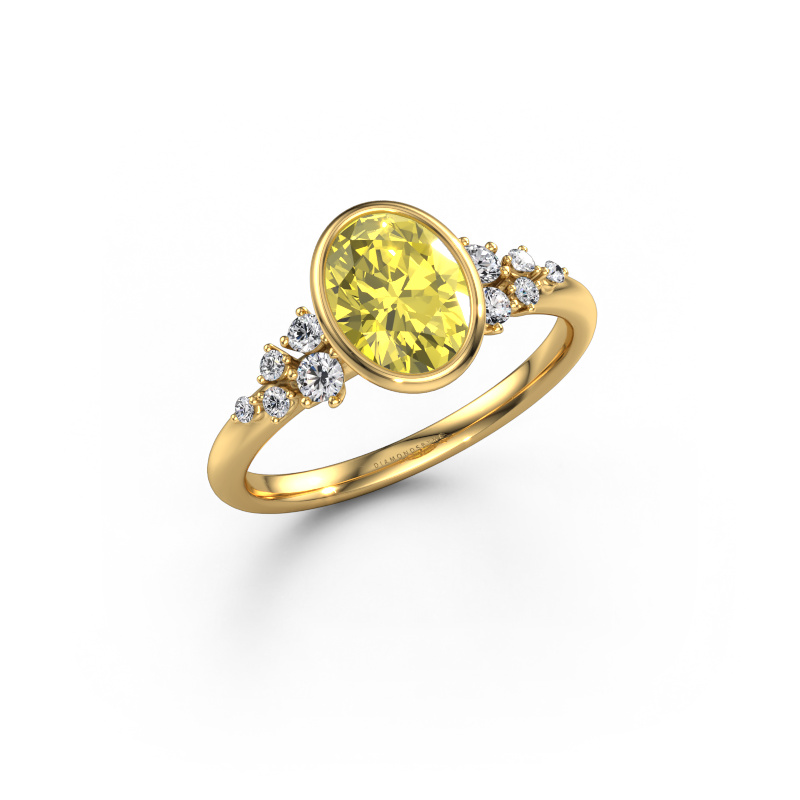 Image de Bague de fiançailles Aliyah OVL 585 or jaune Diamants synthétiques jaune 8x6 mm