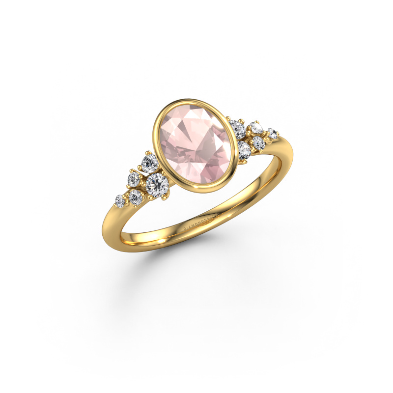 Image of Engagement ring Aliyah OVL 585 gold Morganite champagne 8x6 mm