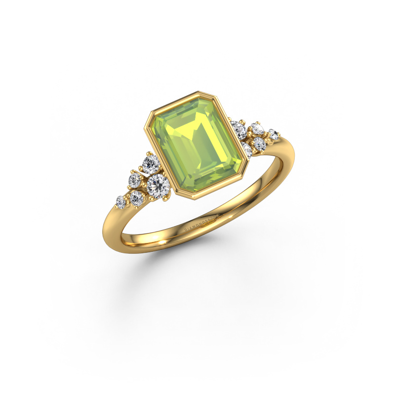 Afbeelding van Verlovingsring Aliyah EME 585 goud Peridoot 8x6 mm