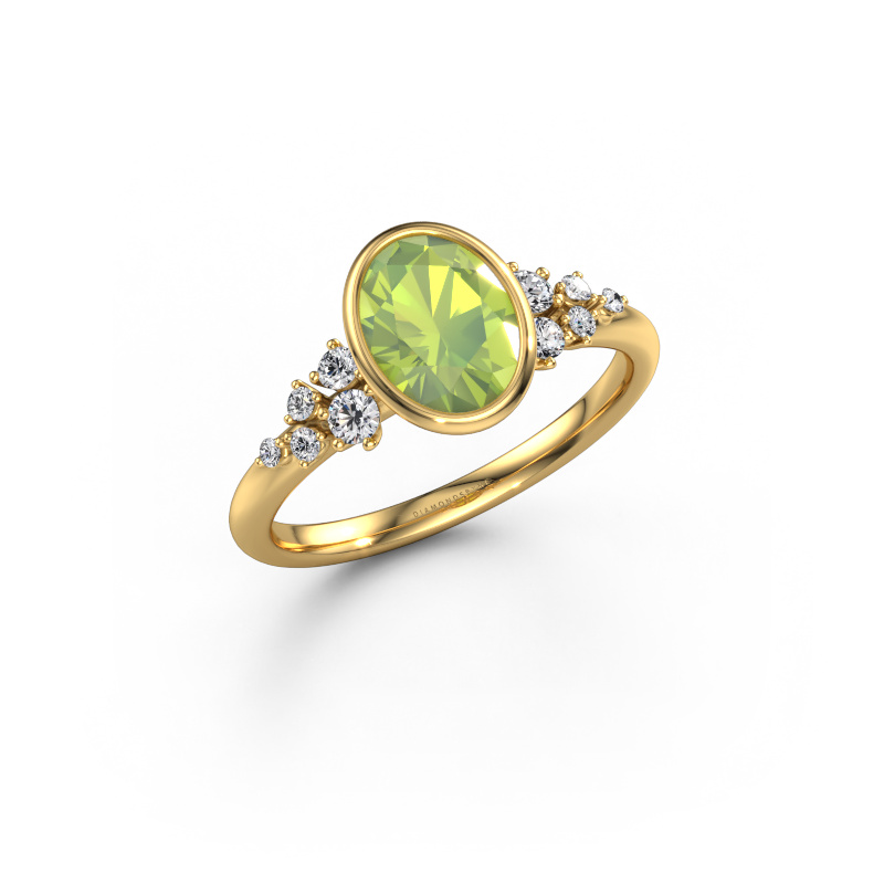 Image of Engagement ring Aliyah OVL 585 gold Peridot 8x6 mm