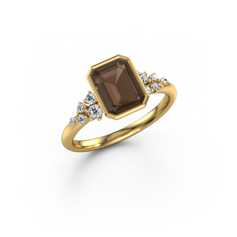 Afbeelding van Verlovingsring Aliyah EME 585 goud Rookkwarts 8x6 mm