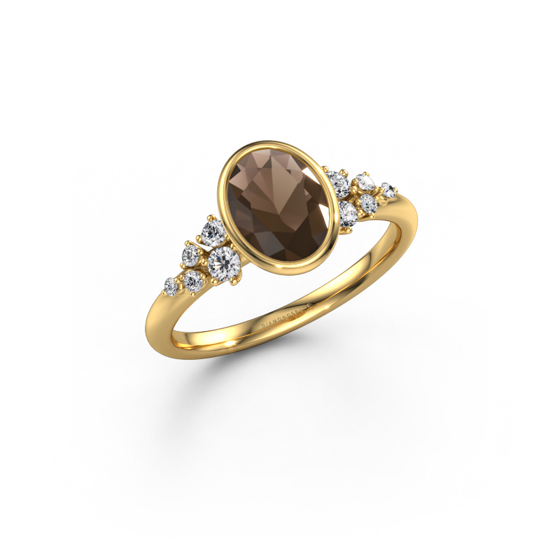 Image of Engagement ring Aliyah OVL 585 gold Smokey quartz 8x6 mm
