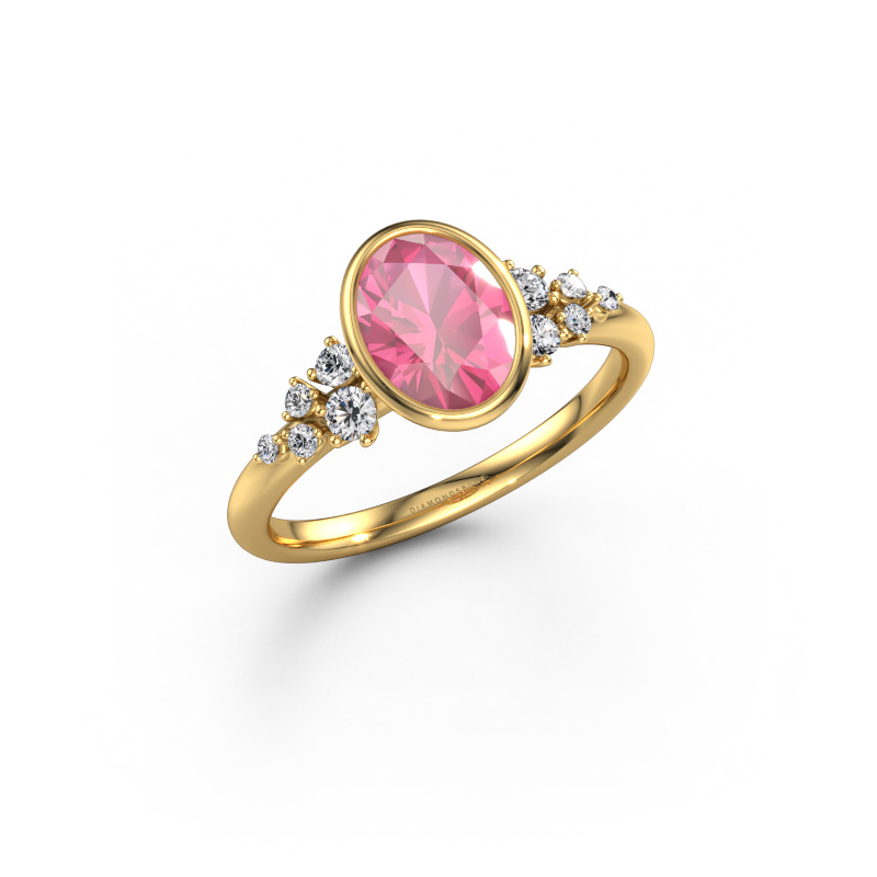 Image of Engagement ring Aliyah OVL 585 gold Pink sapphire 8x6 mm