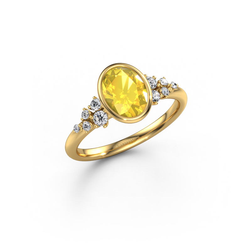 Image of Engagement ring Aliyah OVL 585 gold Yellow sapphire 8x6 mm