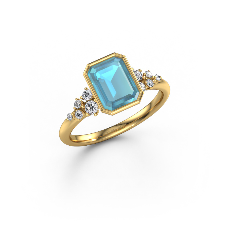 Image de Bague de fiançailles Aliyah EME 585 or jaune Topaze bleue 8x6 mm