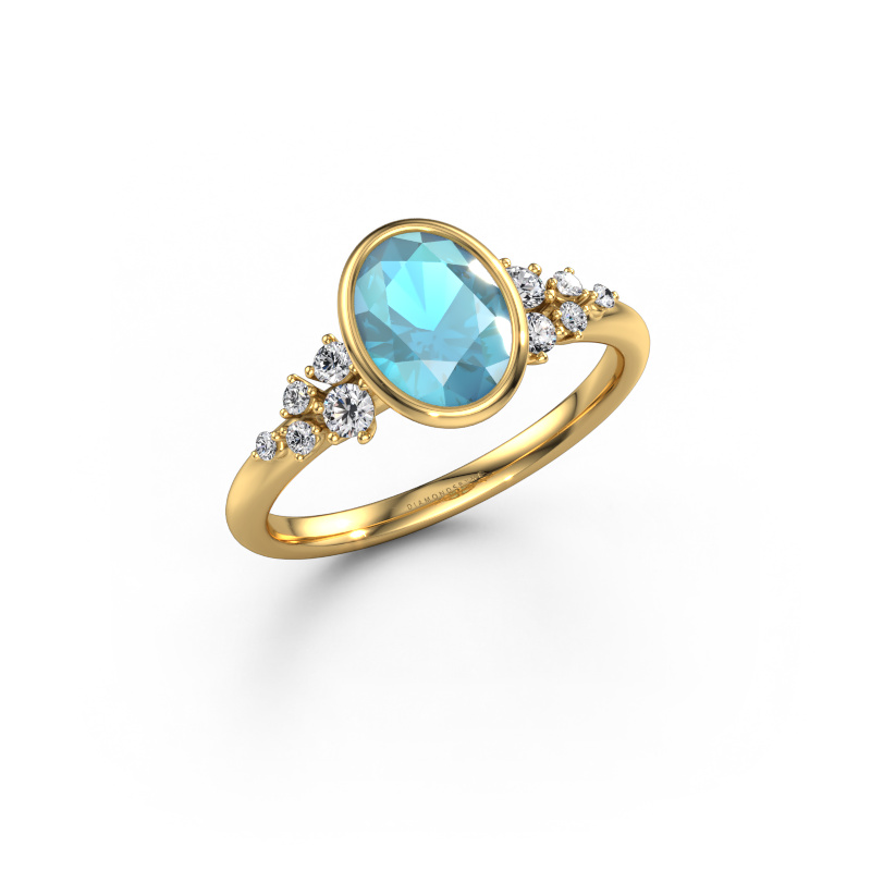 Bild von Verlobungsring Aliyah OVL 585 Gold Blau Topas 8x6 mm