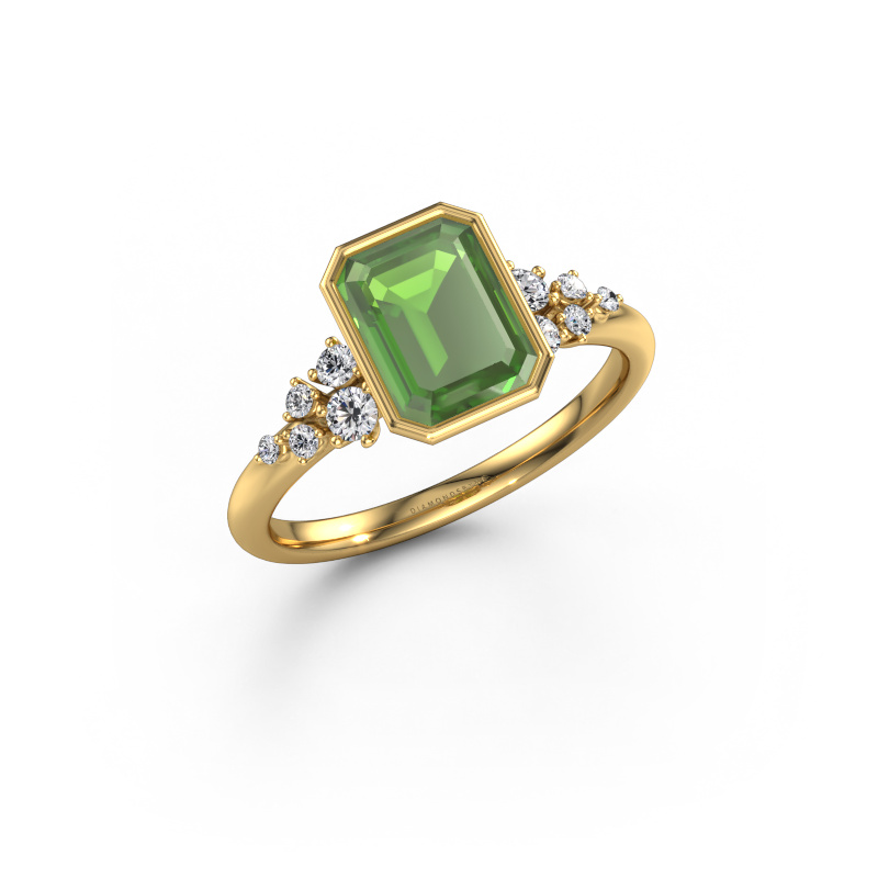 Afbeelding van Verlovingsring Aliyah EME 585 Goud Toermalijn groen 8x6 mm
