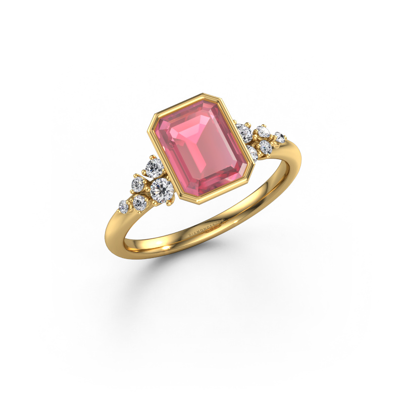 Afbeelding van Verlovingsring Aliyah EME 585 goud Toermalijn pink 8x6 mm