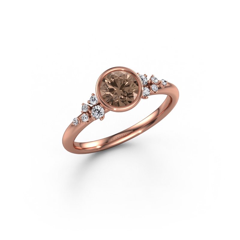 Afbeelding van Verlovingsring Aliyah RND 585 rosé goud Bruine diamant 0.833 crt