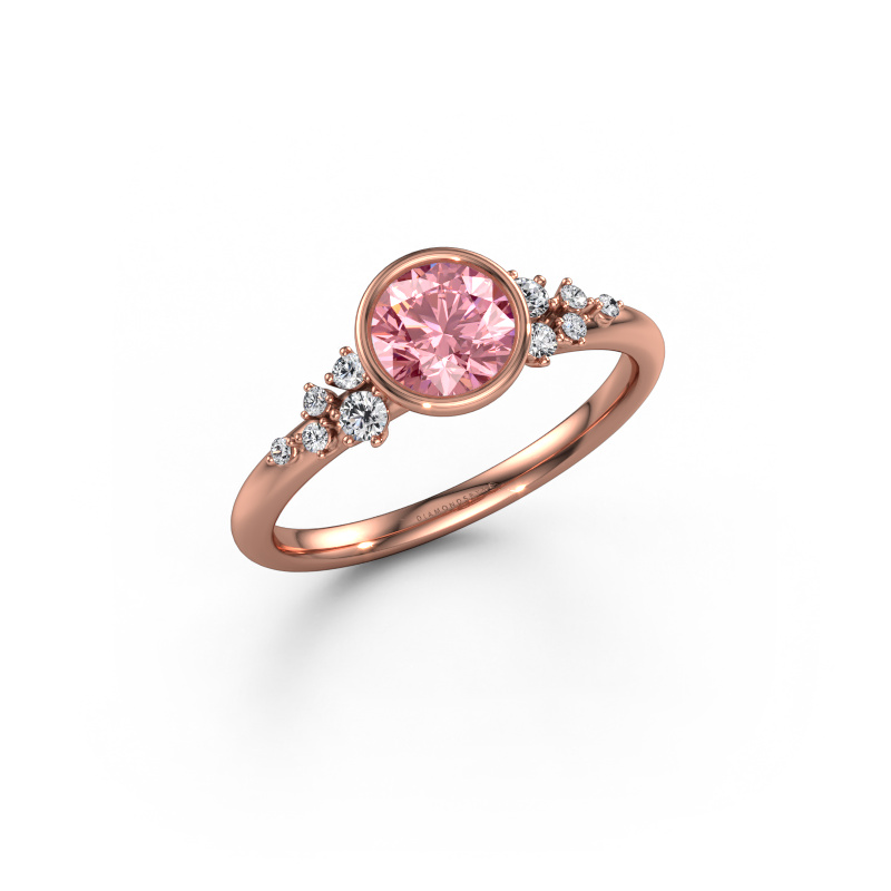 Image of Engagement ring Aliyah RND 585 rose gold Pink lab grown diamond 5.7 mm