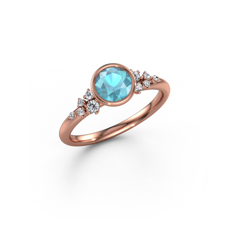 Image of Engagement ring Aliyah RND 585 rose gold Blue topaz 5.7 mm