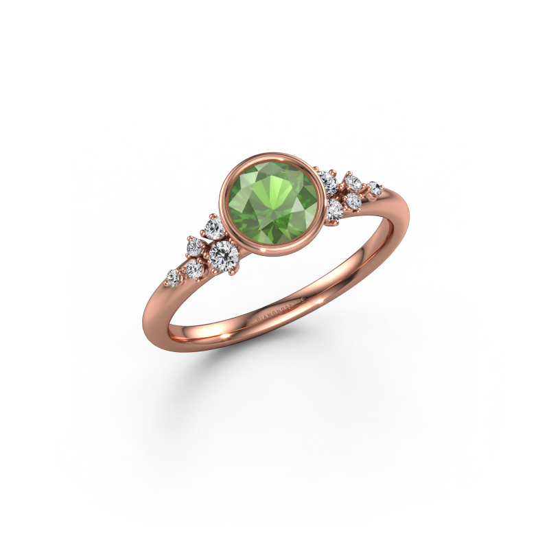 Image of Engagement ring Aliyah RND 585 rose gold Tourmaline green 5.7 mm