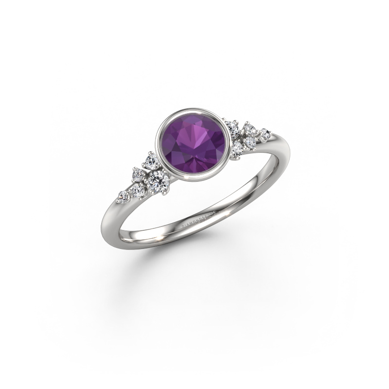 Afbeelding van Verlovingsring Aliyah RND 585 witgoud Amethist 5.7 mm
