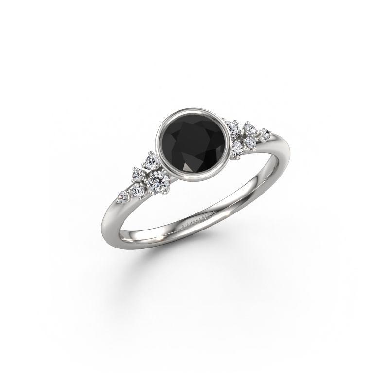 Image of Engagement ring Aliyah RND 950 platinum Black diamond 0.973 crt