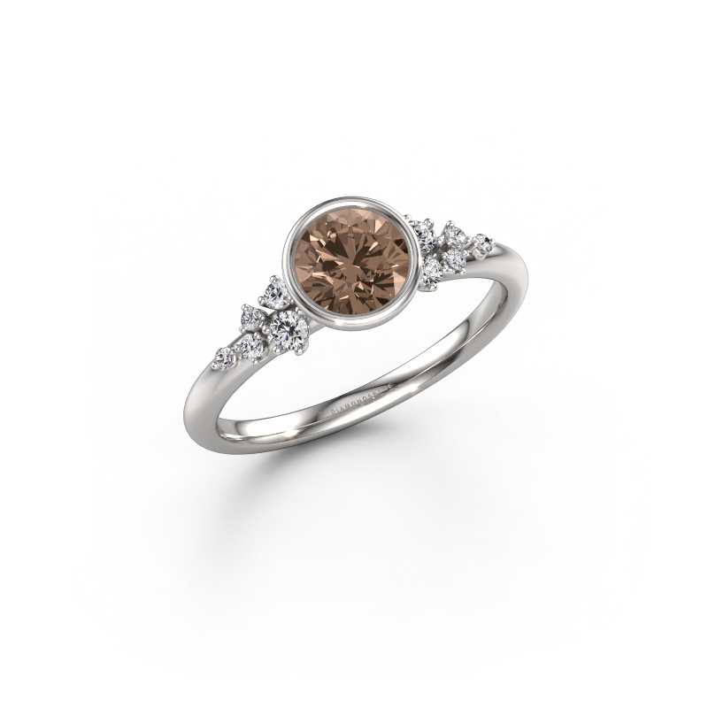 Image de Bague de fiançailles Aliyah RND 585 or blanc Diamant brun 0.833 crt