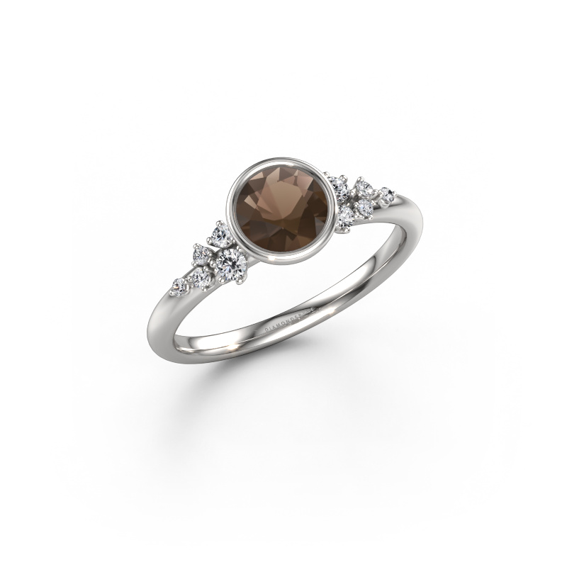 Afbeelding van Verlovingsring Aliyah RND 585 witgoud Rookkwarts 5.7 mm