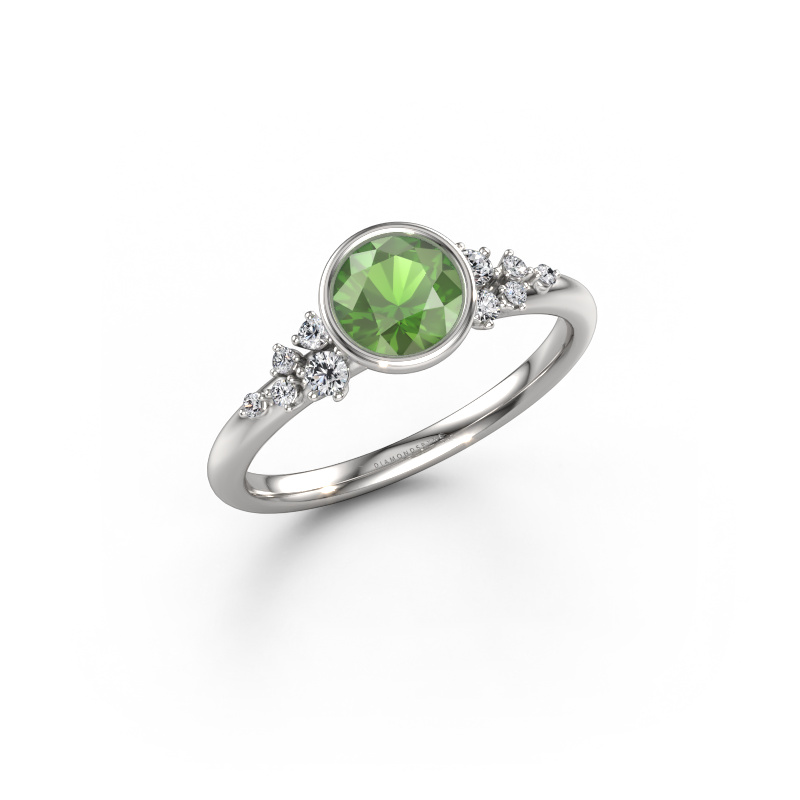 Afbeelding van Verlovingsring Aliyah RND 585 Witgoud Toermalijn groen 5.7 mm