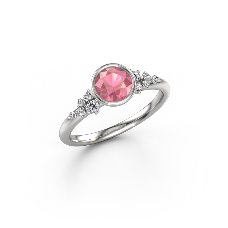 Image of Engagement ring Aliyah RND 950 platinum Tourmaline pink 5.7 mm