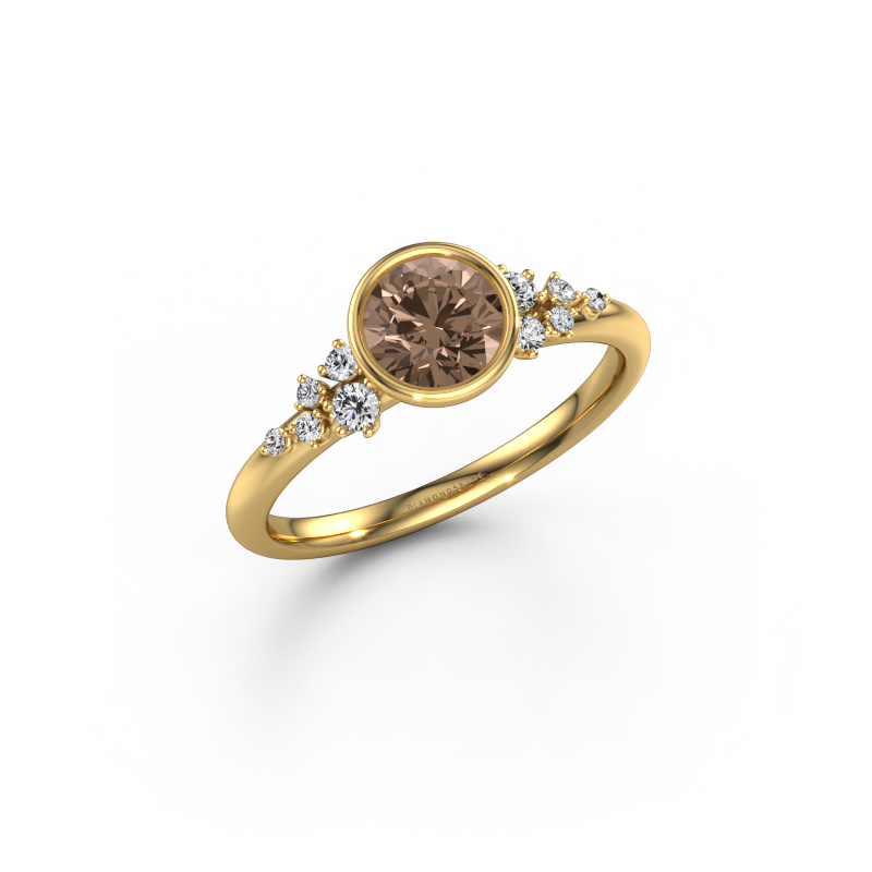Image de Bague de fiançailles Aliyah RND 585 or jaune Diamant brun 0.833 crt