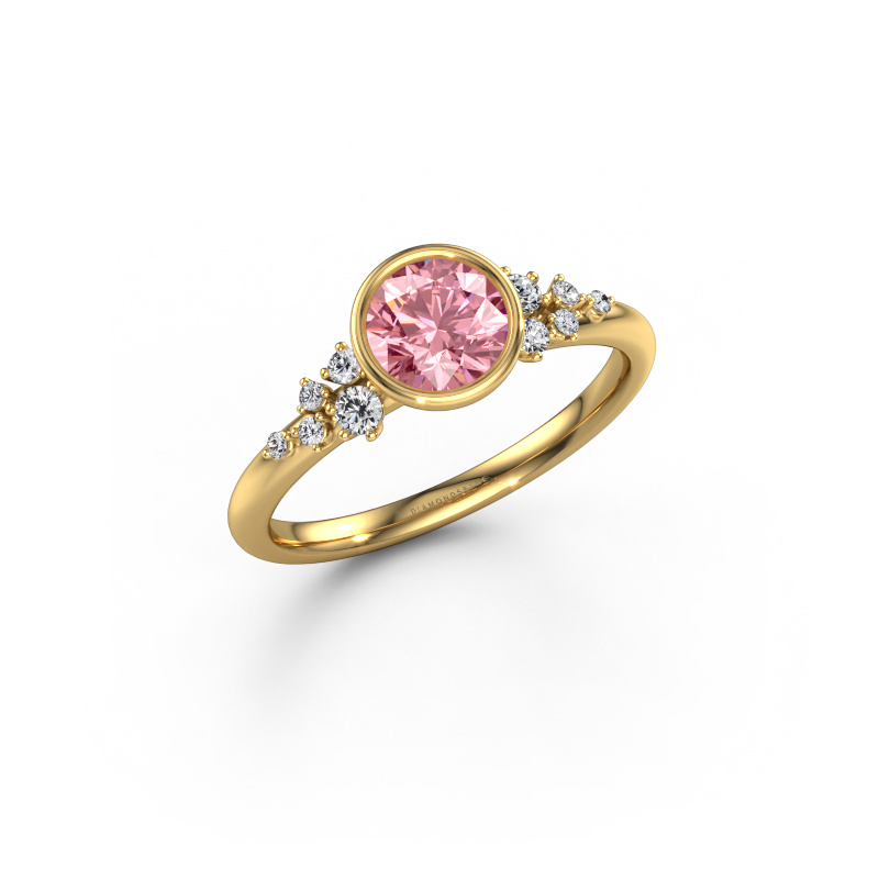 Image of Engagement ring Aliyah RND 585 gold Pink lab grown diamond 5.7 mm