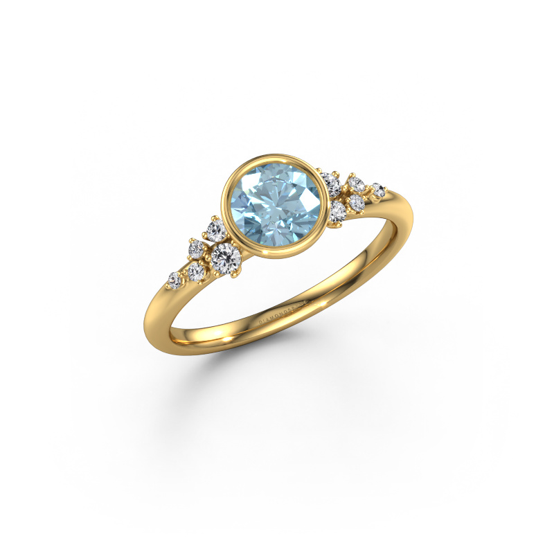 Image of Engagement ring Aliyah RND 585 gold Blue lab grown diamond 5.7 mm