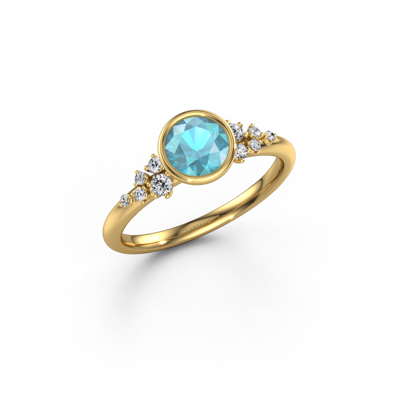 Image de Bague de fiançailles Aliyah RND 585 or jaune Topaze bleue 5.7 mm