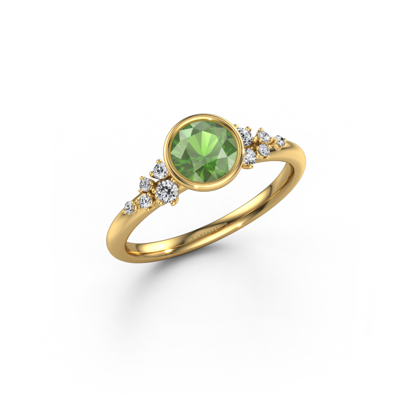 Afbeelding van Verlovingsring Aliyah RND 585 Goud Toermalijn groen 5.7 mm