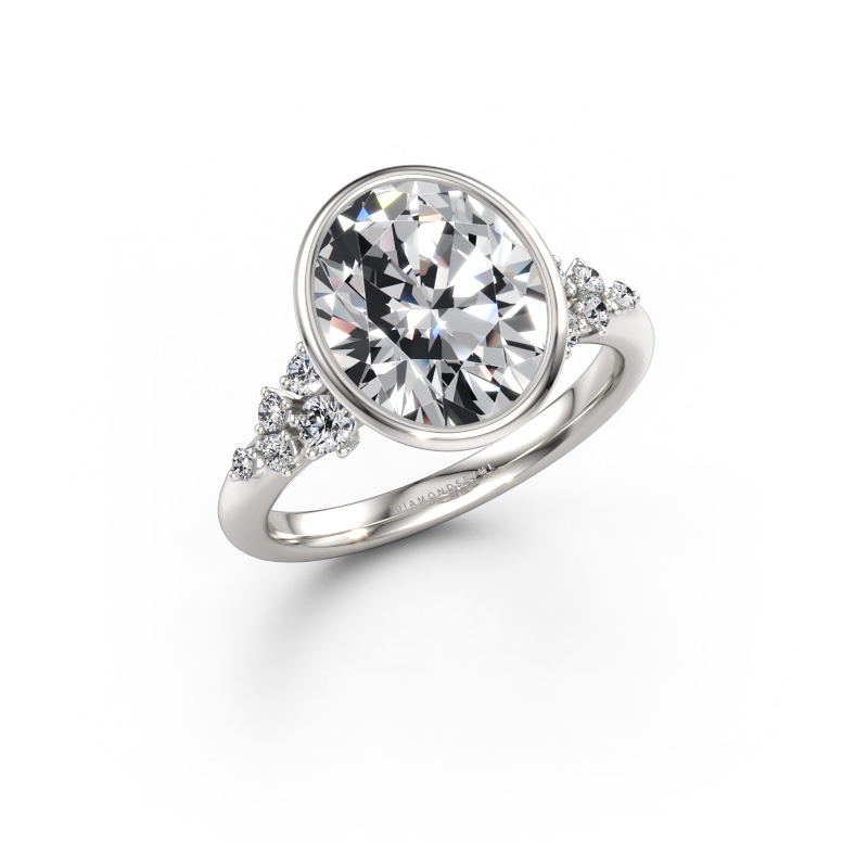 Immagine di Anello di fidanzamento Aliyah OVL 585 oro bianco Diamante lab grown 4.166 crt