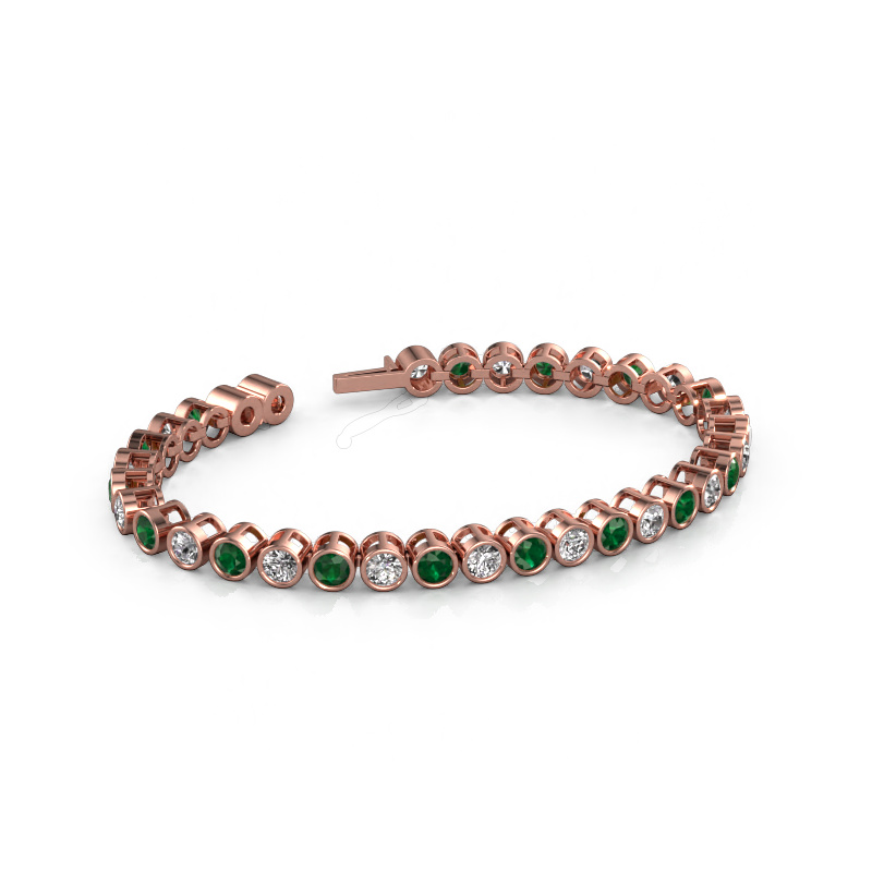 Image of Tennis bracelet Allegra 4 mm 585 rose gold Emerald 4 mm