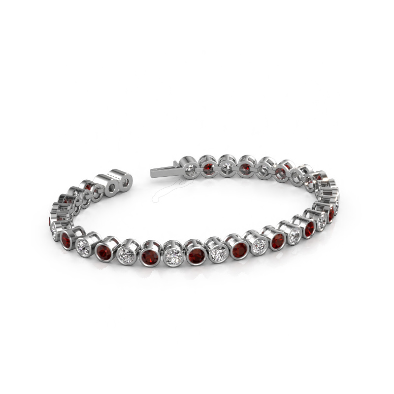 Image of Tennis bracelet Allegra 4 mm 585 white gold Garnet 4 mm