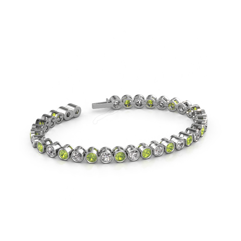 Image of Tennis bracelet Allegra 4 mm 585 white gold Peridot 4 mm