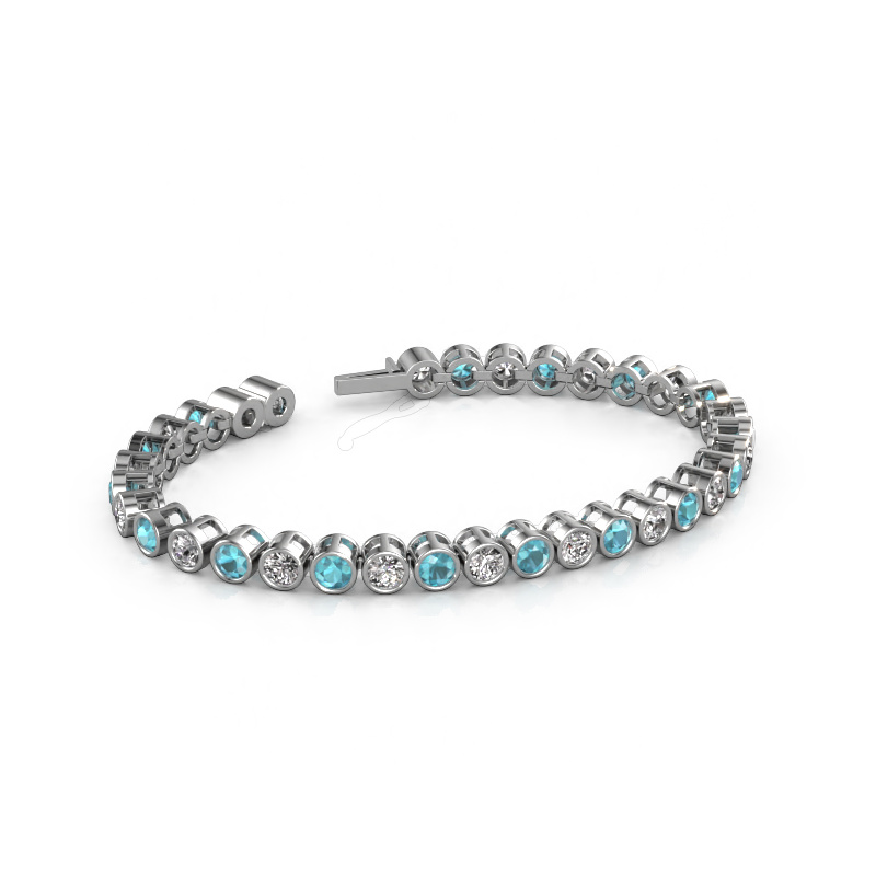 Image of Tennis bracelet Allegra 4 mm 585 white gold Blue topaz 4 mm