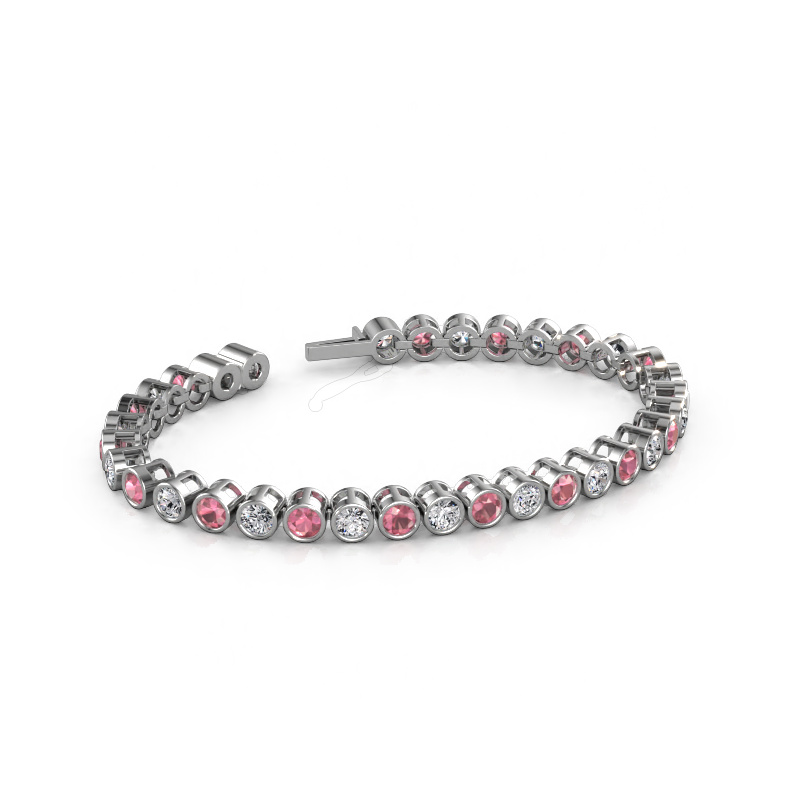 Image de Bracelet tennis Allegra 4 mm 585 or blanc Rose tourmaline 4 mm