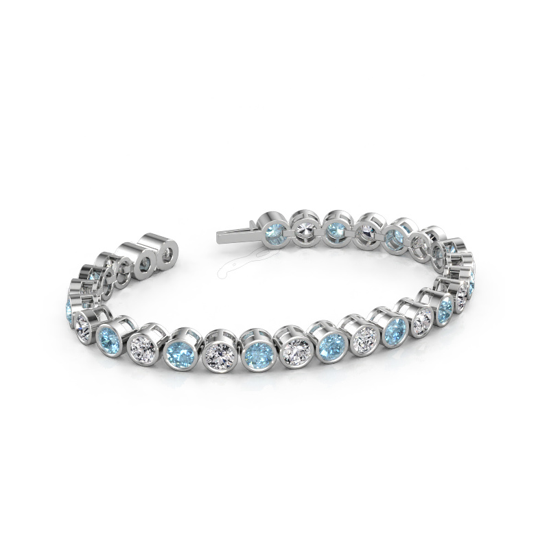 Bild av Tennisarmband Allegra 5 mm 585 vitt guld Blå labbodlad diamant 5 mm