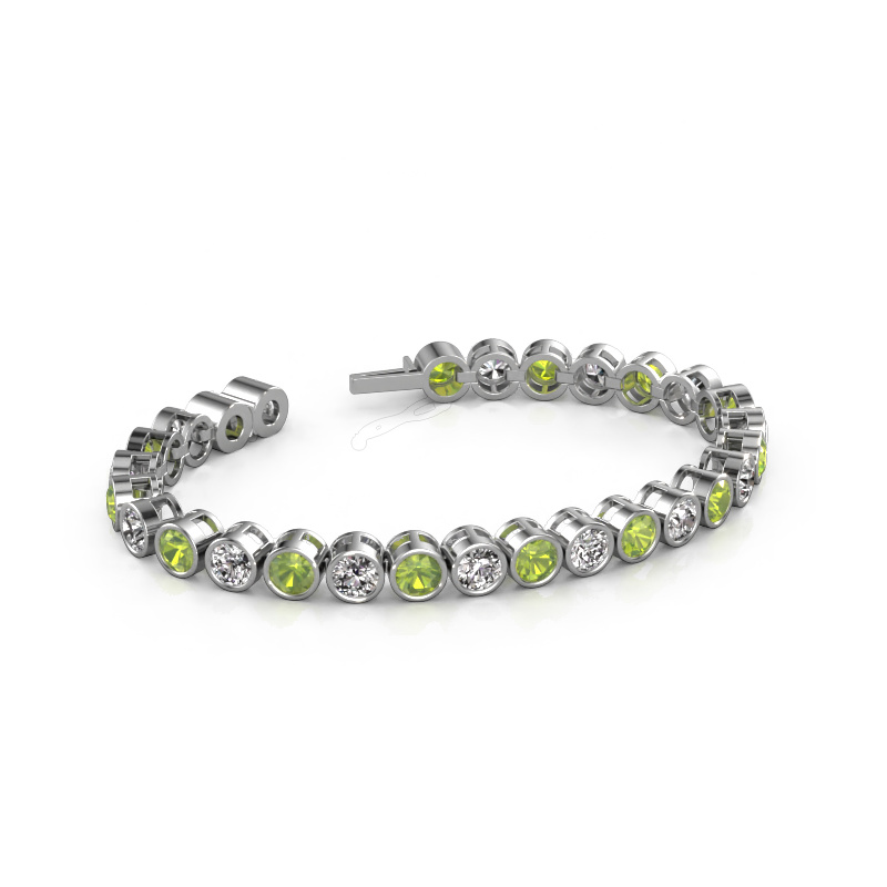 Image of Tennis bracelet Allegra 5 mm 585 white gold Peridot 5 mm