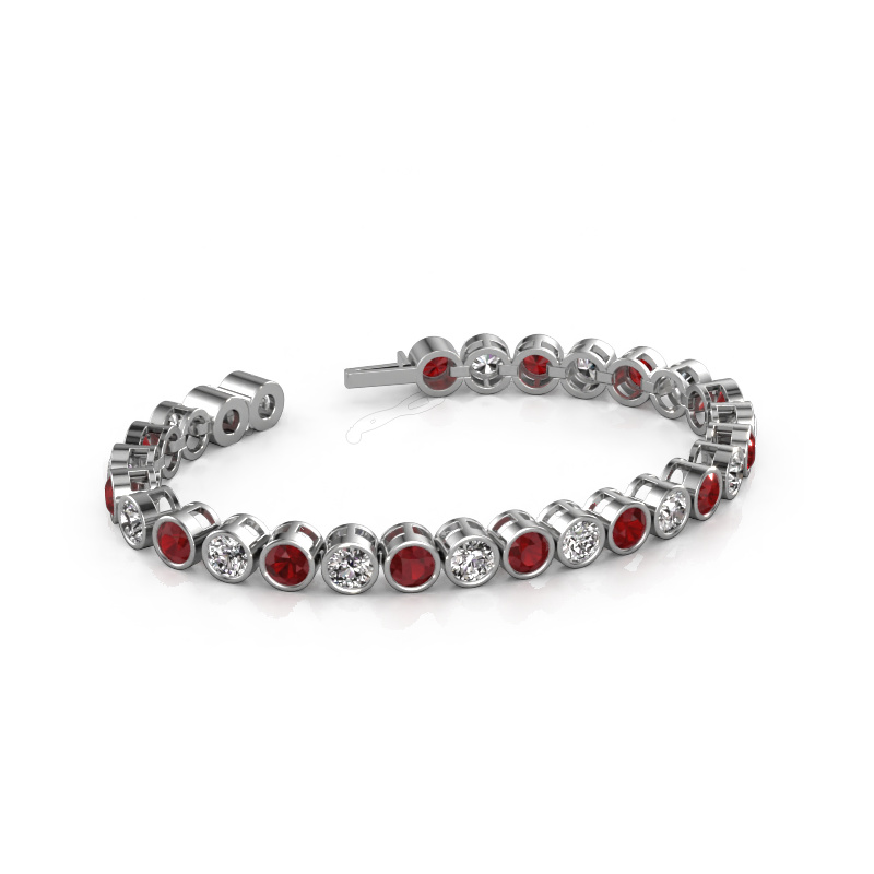 Image of Tennis bracelet Allegra 5 mm 585 white gold Ruby 5 mm