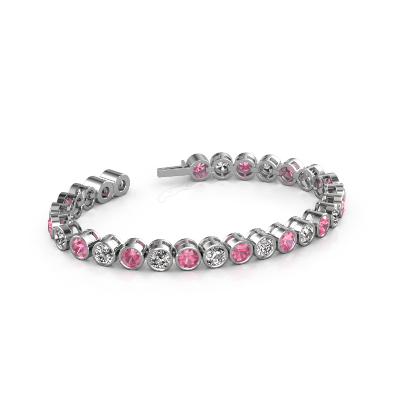 Image de Bracelet tennis Allegra 5 mm 585 or blanc Saphir rose 5 mm