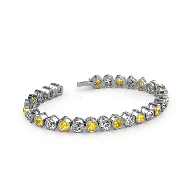 Image of Tennis bracelet Allegra 5 mm 585 white gold Yellow sapphire 5 mm