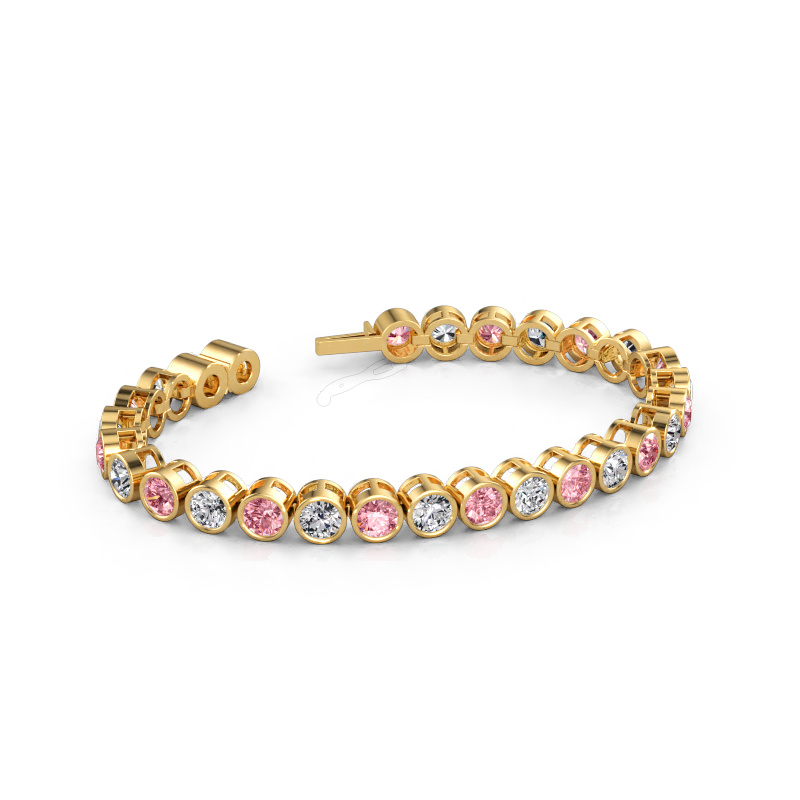 Bild av Tennisarmband Allegra 5 mm 585 gult guld Rosa labbodlad diamant 5 mm