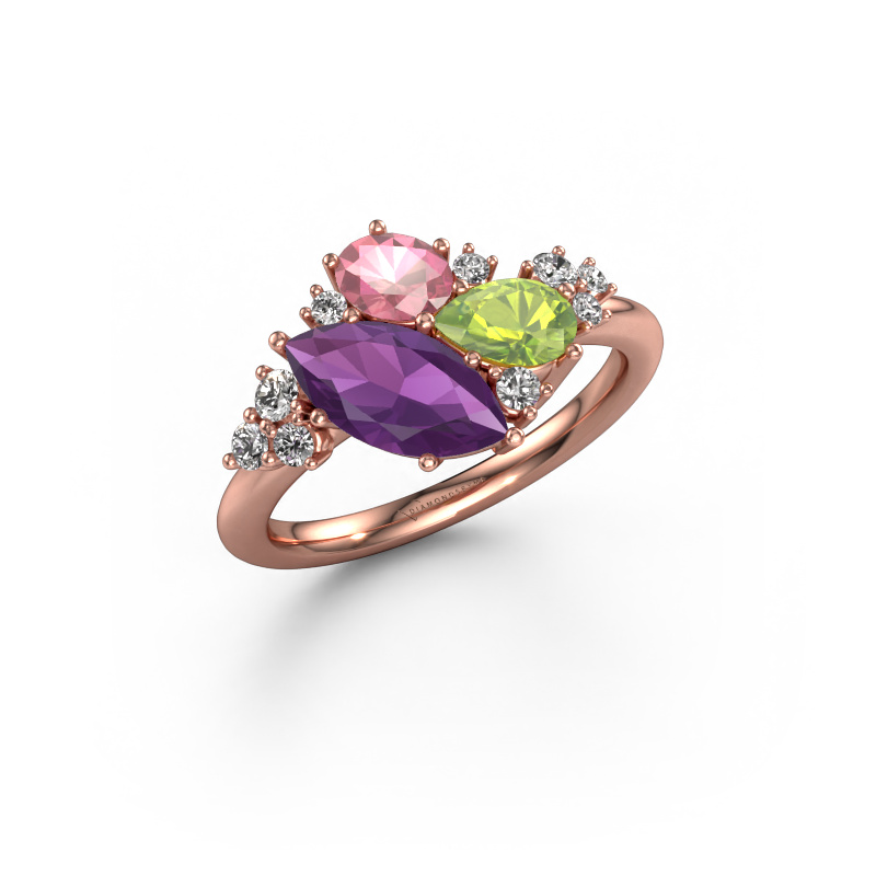 Image de Bague Amanda 585 or rose Améthyste 10x5 mm